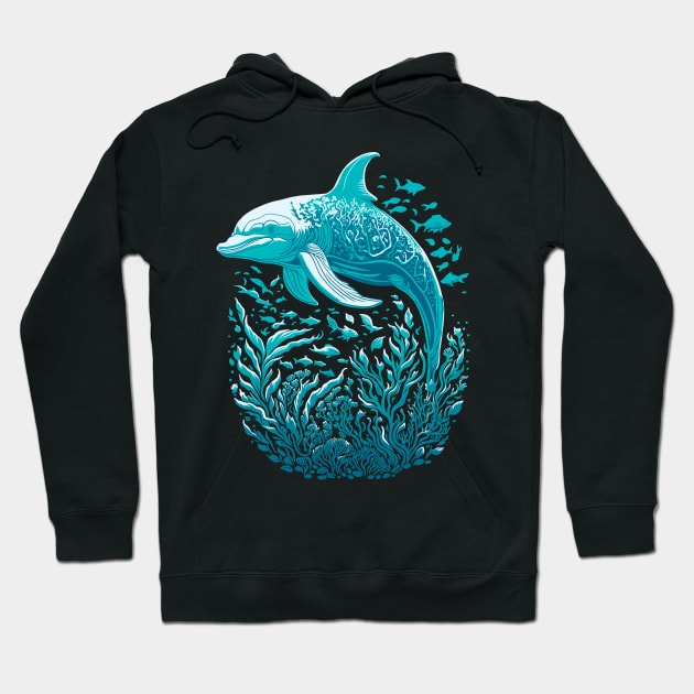 Swimming Dolphin Graphic Design Hoodie by TMBTM